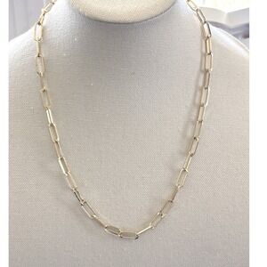 Necklace Gold Tone Metal Lobster Clasp Paperclip Link Style New